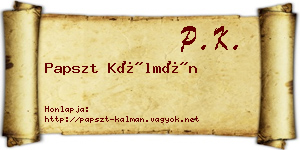 Papszt Kálmán névjegykártya
